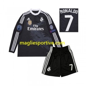 Completo Calcio Real Madrid Cristiano Ronaldo 7 2014 Retro Bambino Divisa Terza ML